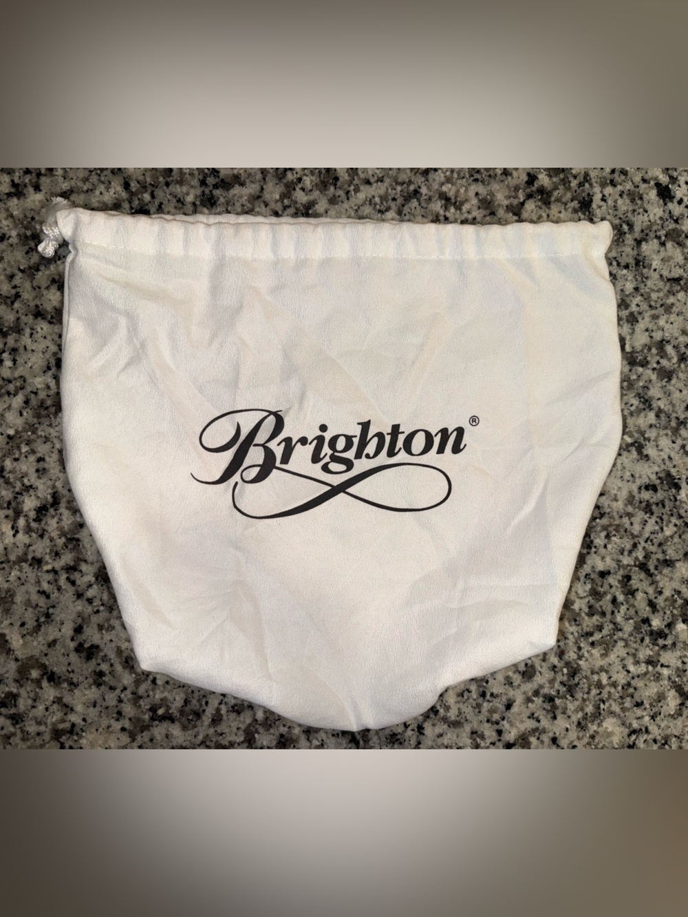 Brighton White Dust Bag with Black Logo